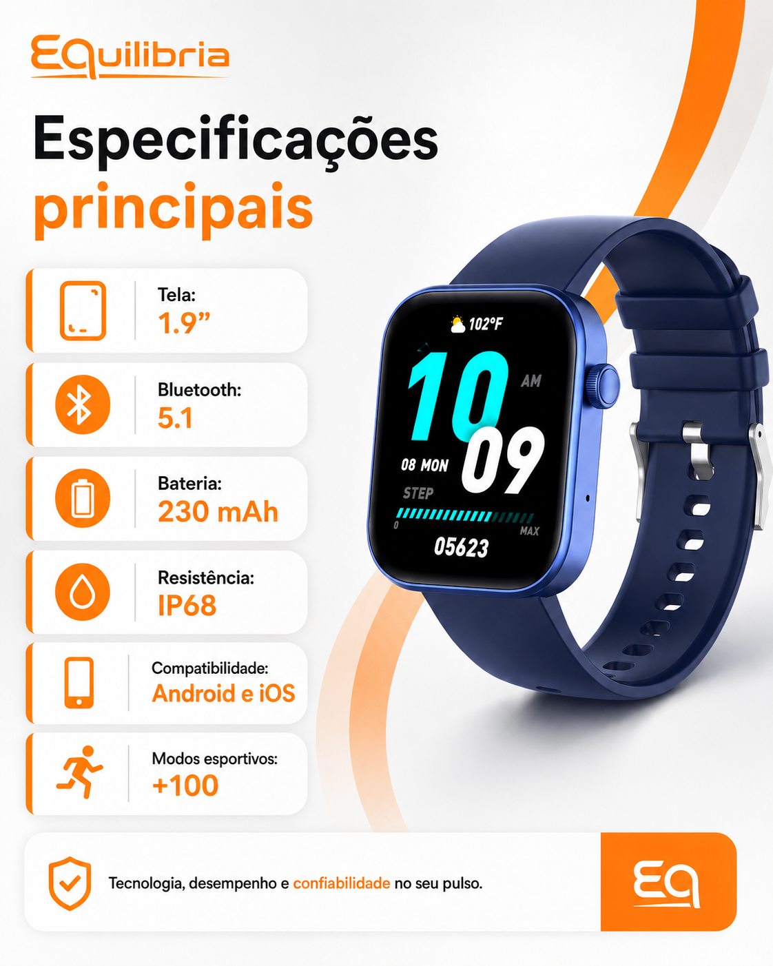 Especifica&ccedil;&otilde;es principais do Smartwatch COLMi P71